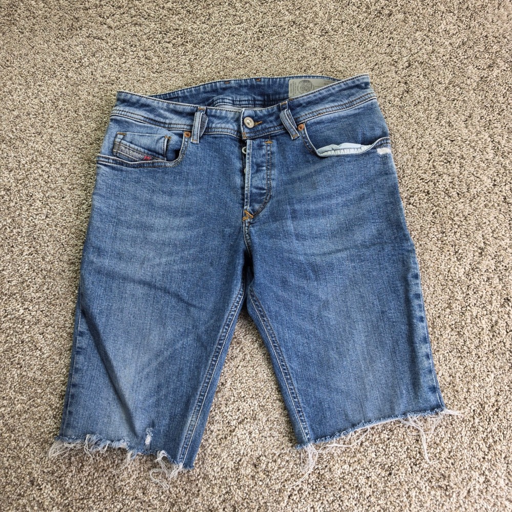 Diesel Sleenker Denim Shorts Mens 29 Blue Slim Skinny Cutoff Casual Adult